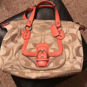 Orange Coach purse with wallet